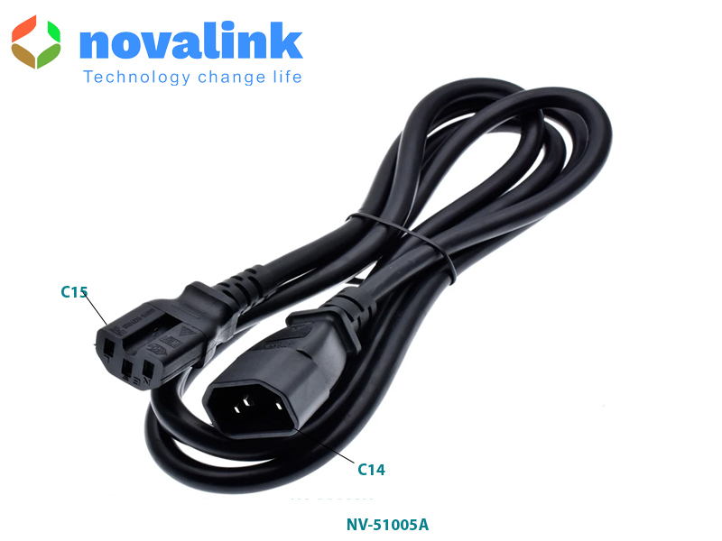 Dây nguồn C14, C15 lõi 3 x 1.31mm dài 1,5m hãng Novalink Nv-51005A đồng 100%